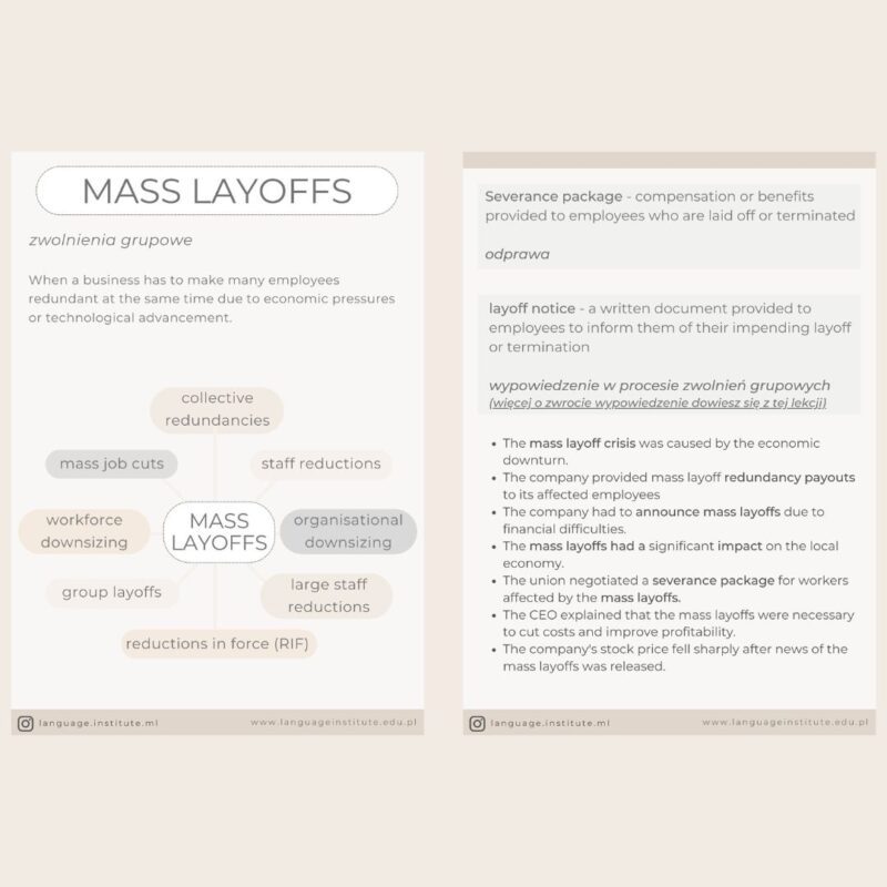 Business English. mini lekcja 2: mass layoffs