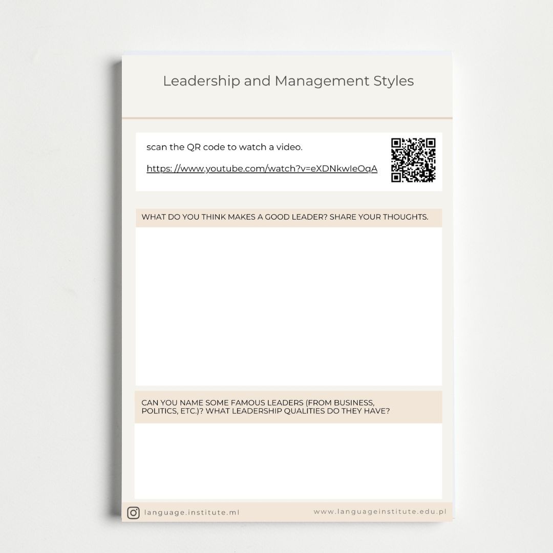 darmowe materiały konwersacyjne: Leadership and Management Styles